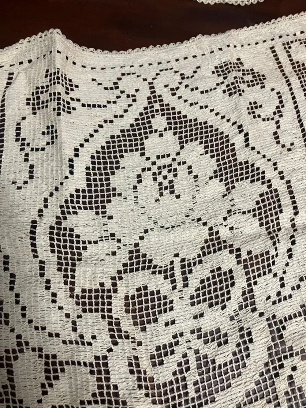 Set of 2 Vintage Filet Crochet Floral Lace Doilies
